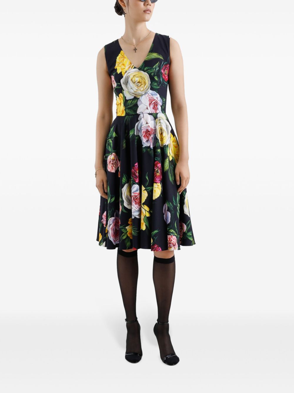 Dolce & Gabbana Charmeuse midi-jurk - Zwart