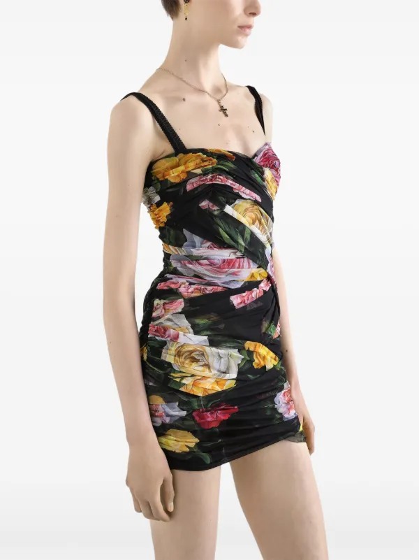 knee length dresses for ladies DOLCE & GABBANA Dolce & Gabbana Floral printed stretch crepe mini dress –  Luisa World