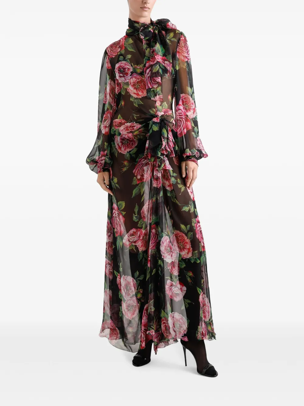 Dolce & Gabbana Maxi-jurk met bloemenprint - Zwart