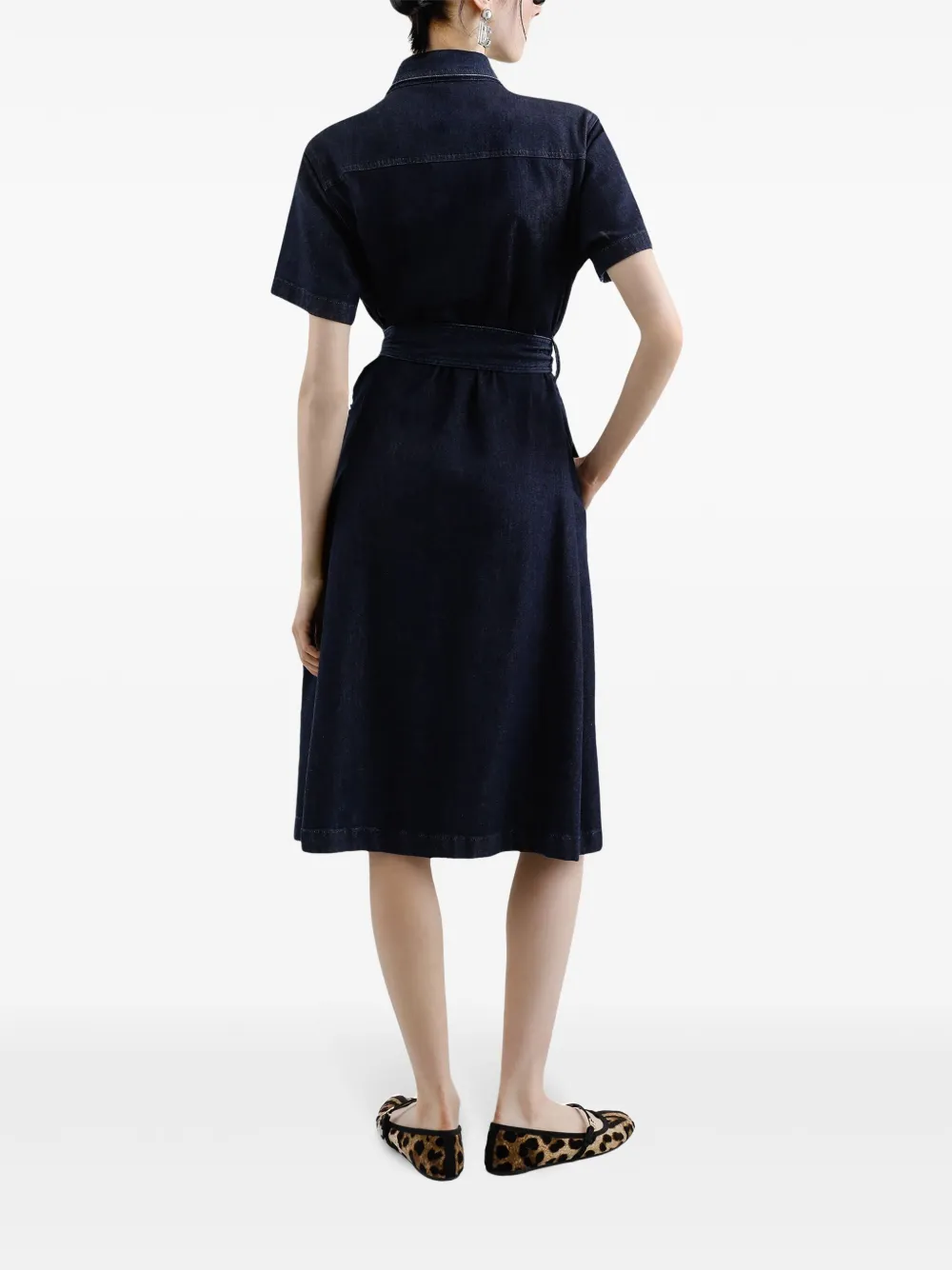 Dolce & Gabbana Abito Chemisier In Denim Di Seta In Blue