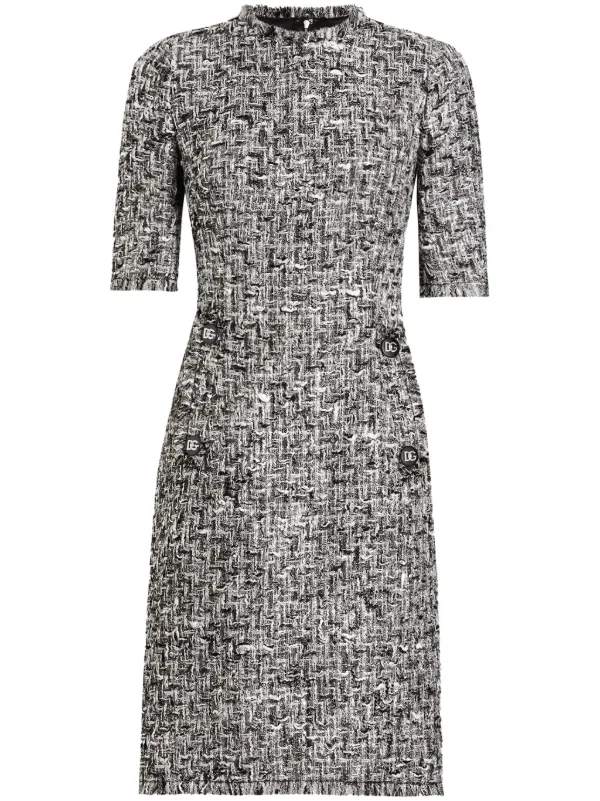 Dolce & Gabbana Midi Tweed Dress | Black | FARFETCH ID