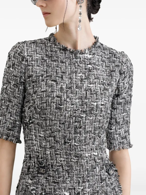 Dolce & Gabbana Tweed Midi Dress | Black | FARFETCH