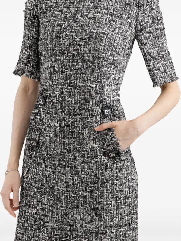 Dolce & Gabbana Tweed Midi Dress | Black | FARFETCH Dolce & Gabbana Tweed Midi Dress | Black | FARFETCH