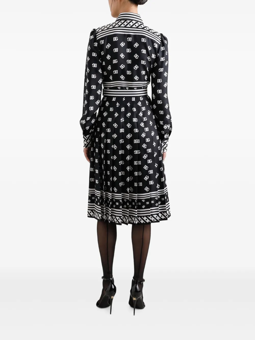 Dolce & Gabbana Midi-jurk met logoprint Zwart