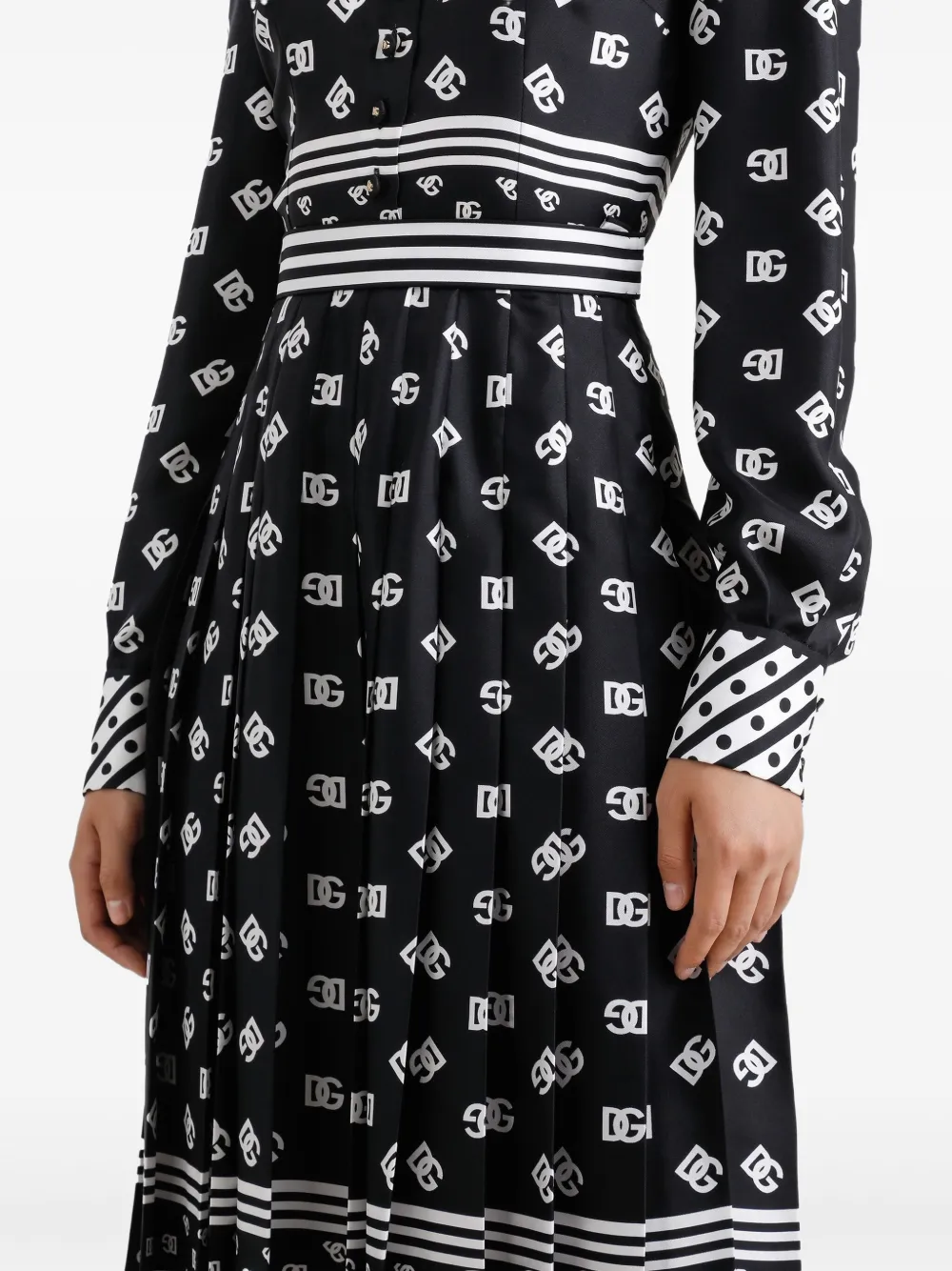 Dolce & Gabbana Midi-jurk met logoprint Zwart
