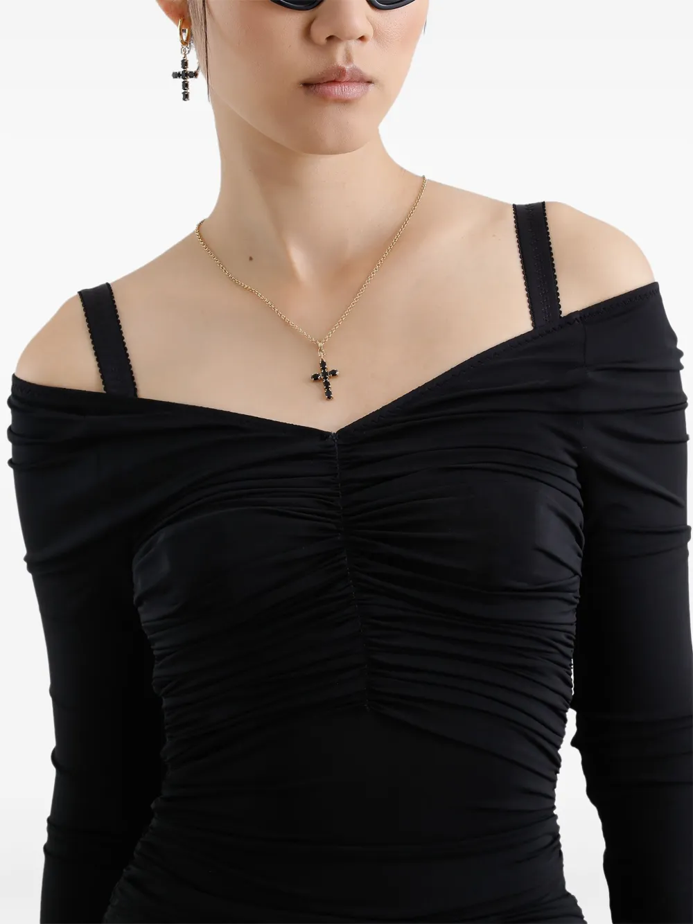 Dolce & Gabbana Midi-jurk met ruches Zwart