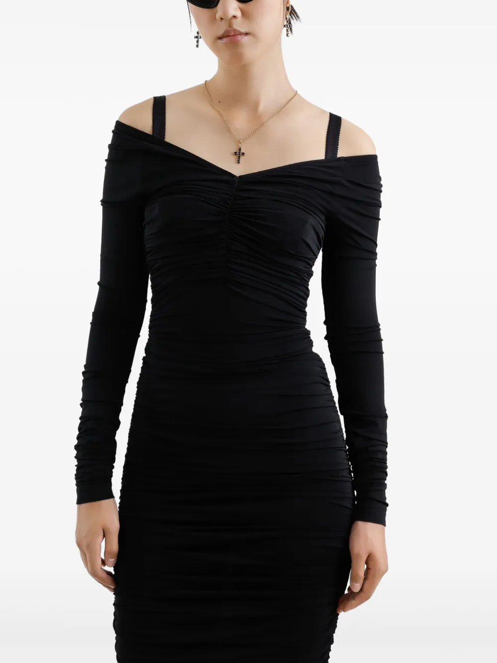Dolce & Gabbana Midi-jurk met ruches Zwart