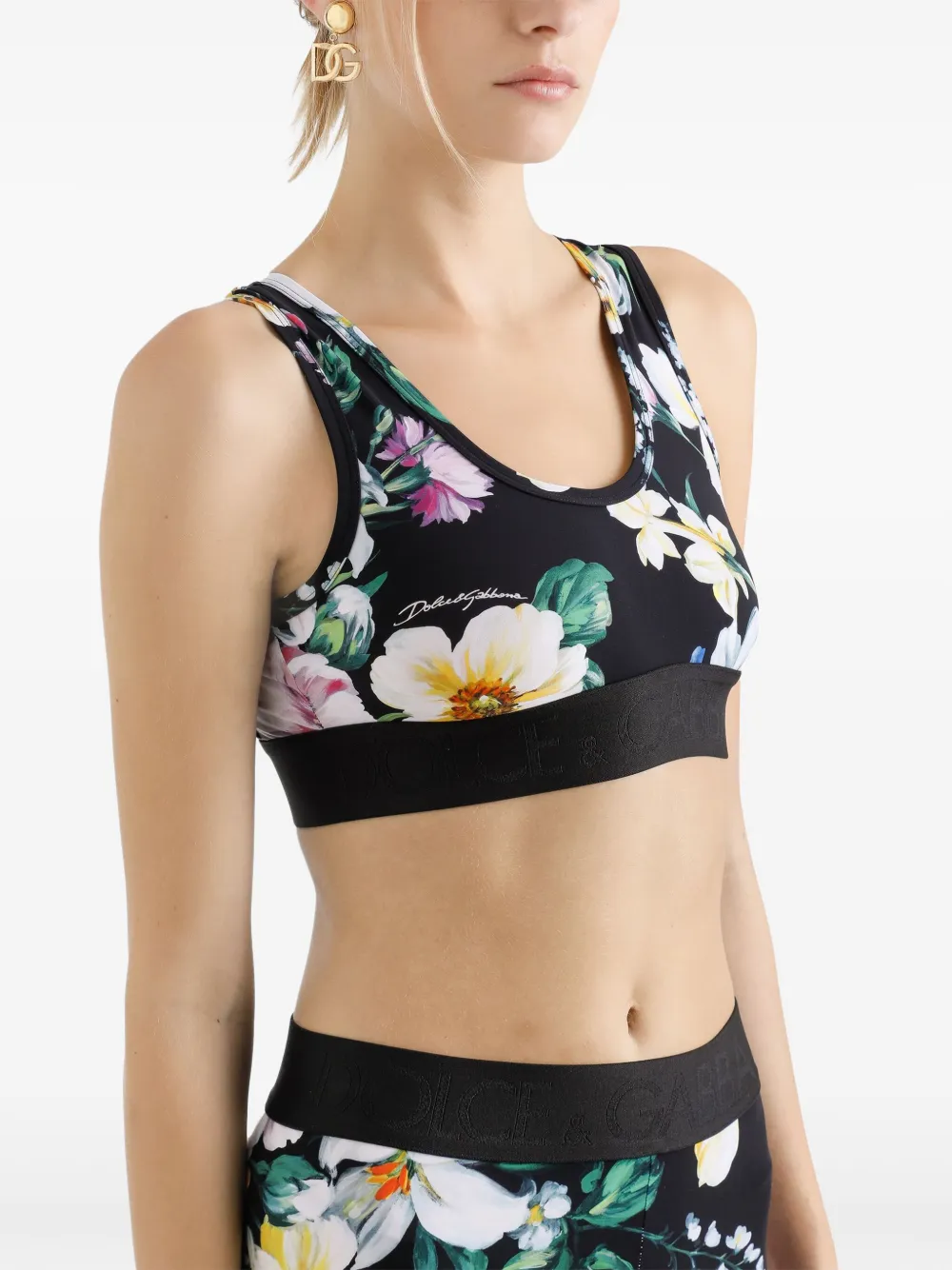 Shop Dolce & Gabbana Printed Crop Top In Schwarz