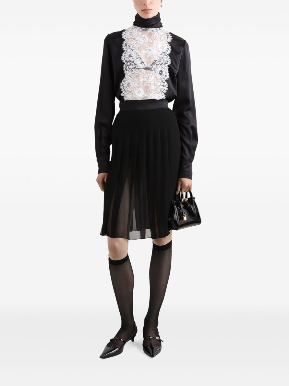 Dolce & Gabbana lace-appliqué blouse - Zwart