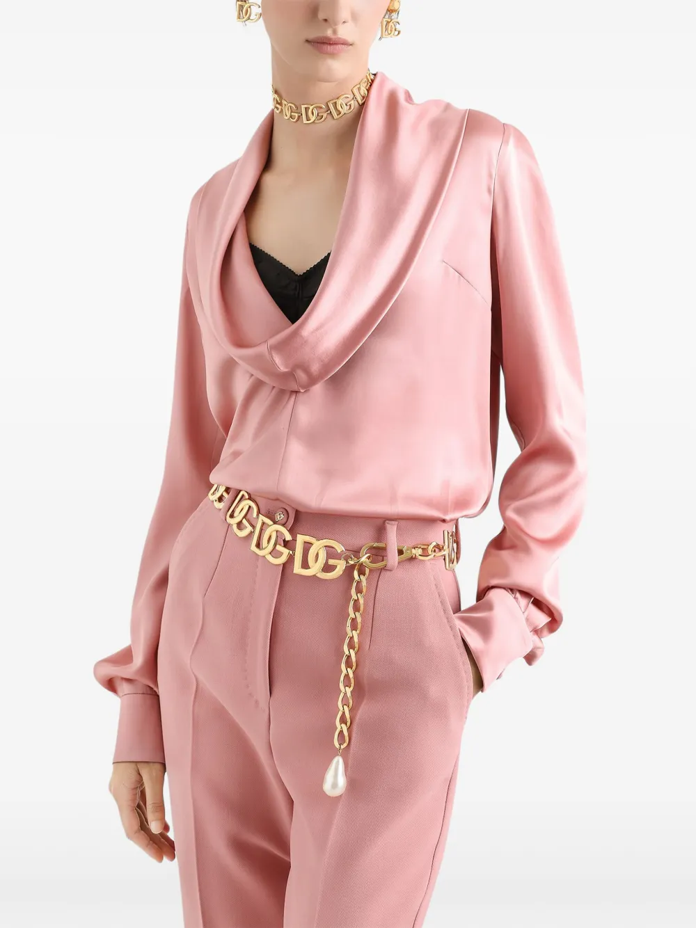 DOLCE & GABBANA COWL-NECK BLOUSE