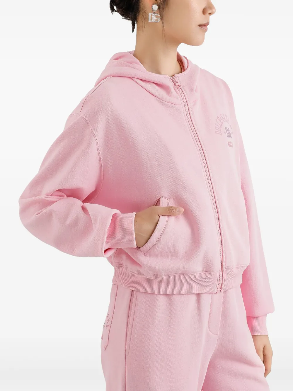 Dolce & Gabbana Hoodie met geborduurd logo Roze