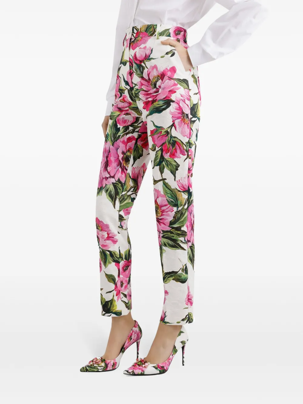 Dolce & Gabbana Broek met bloemenprint Wit