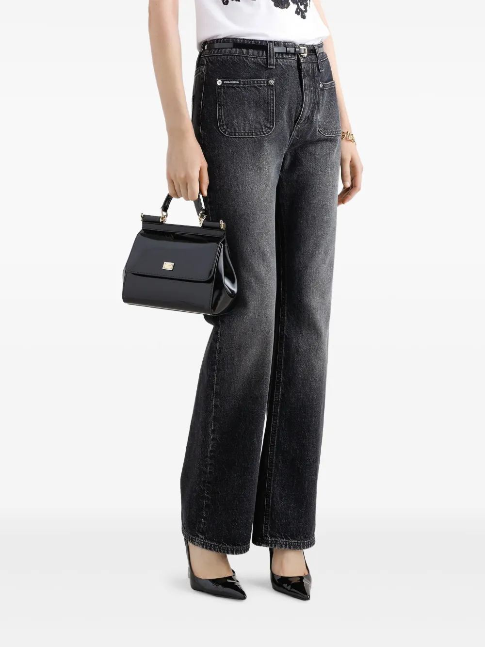 Dolce & Gabbana Jeans met logoplakkaat Zwart