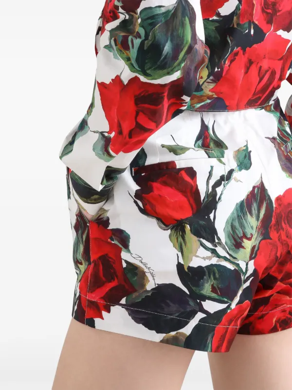 Dolce & Gabbana ローズプリント ショートパンツ | ホワイト