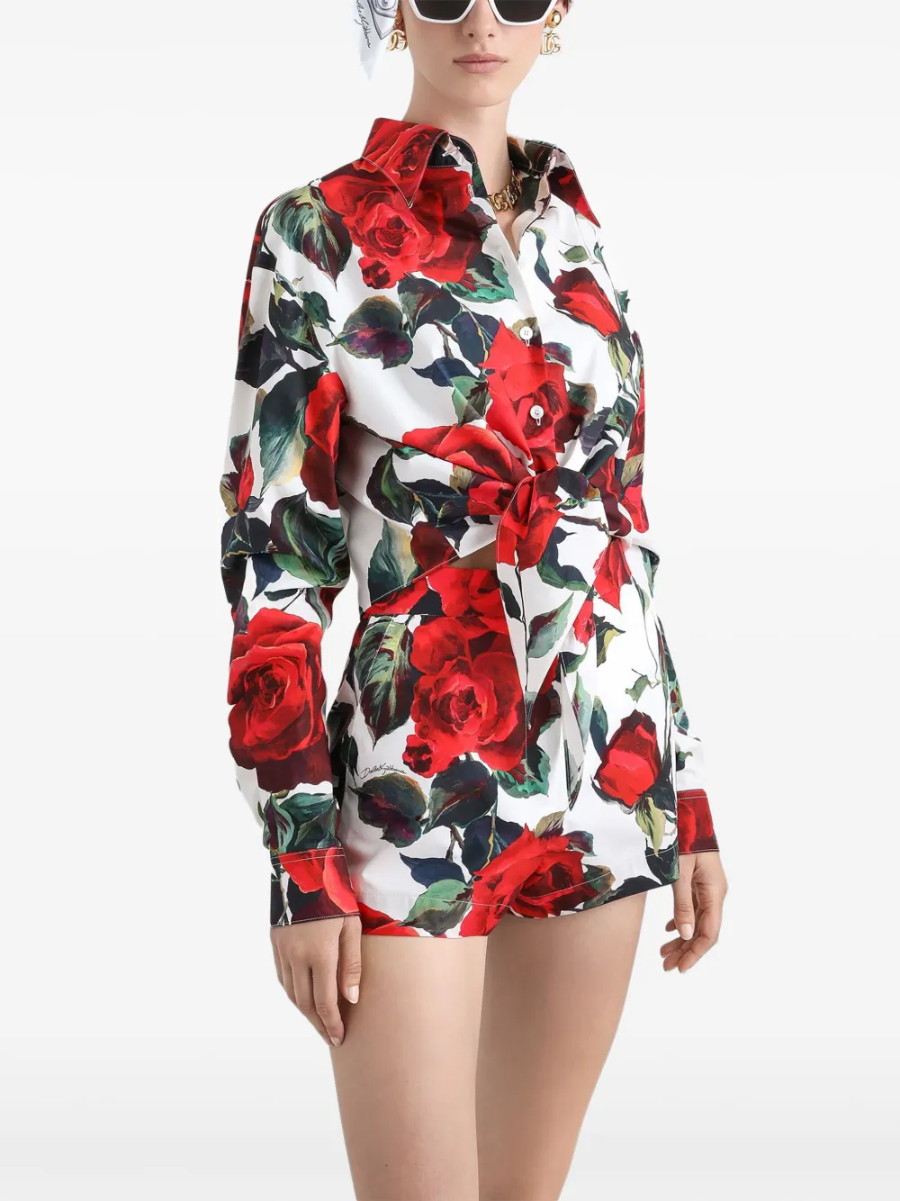 Dolce & Gabbana Zwembroek met roosprint Wit
