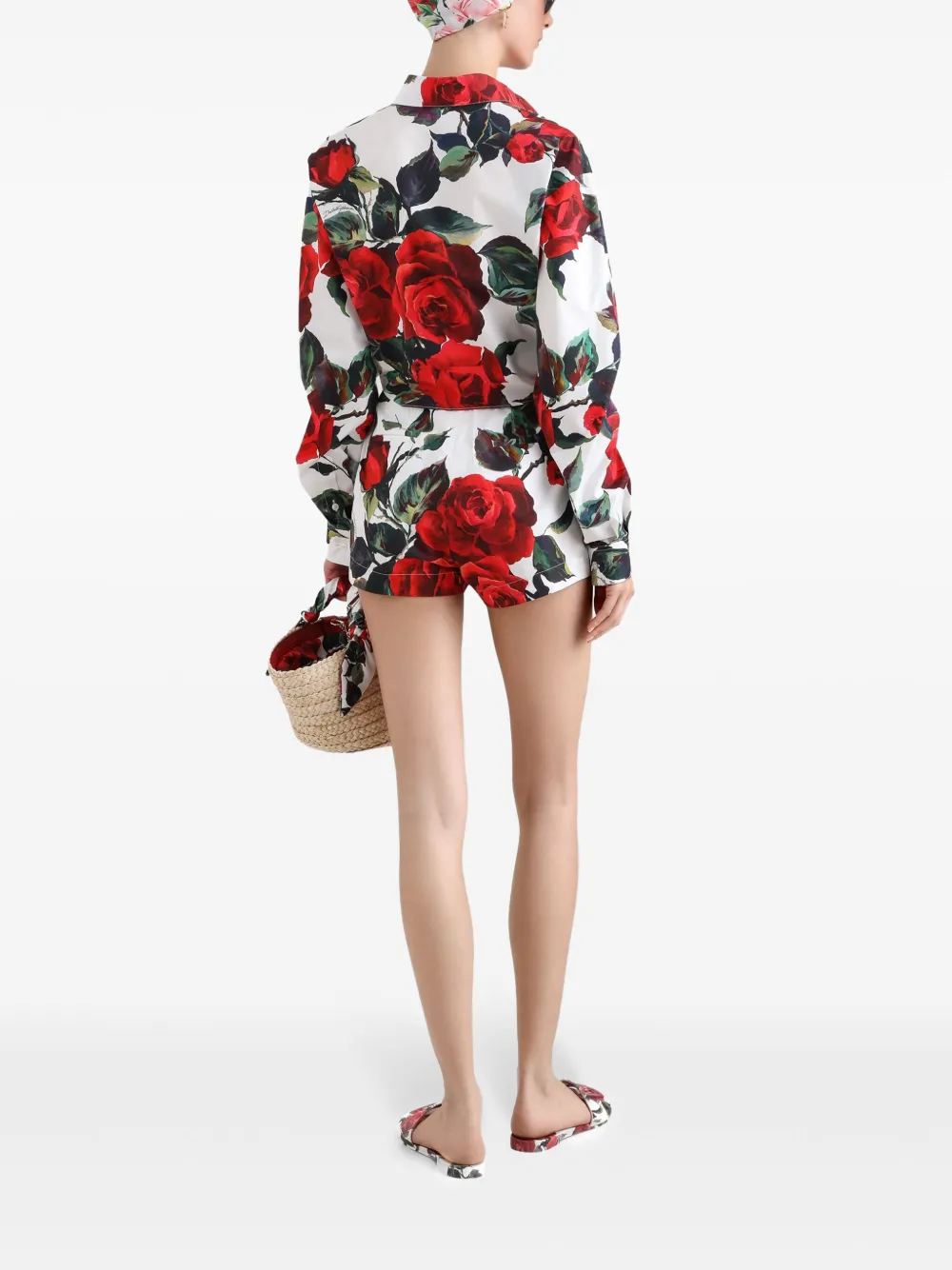 Dolce & Gabbana Zwembroek met roosprint Wit