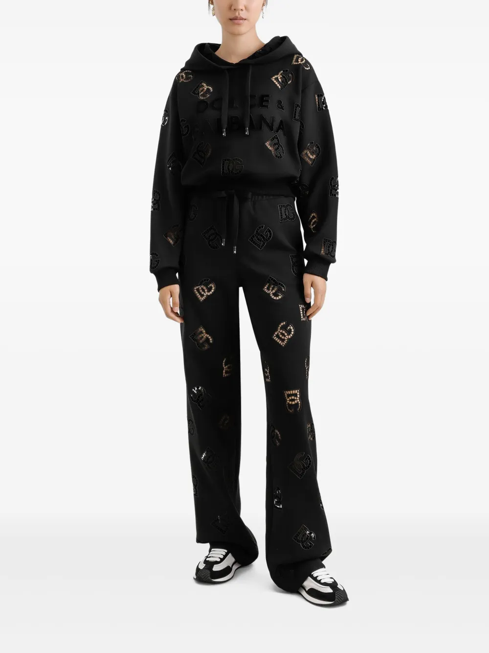 Dolce & Gabbana logo-perforated track pants - Zwart