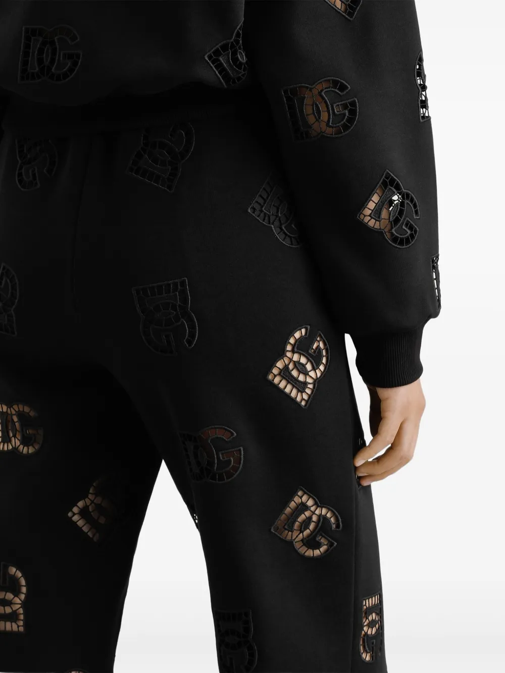 Dolce & Gabbana Trainingsbroek met geperforeerd logo Zwart