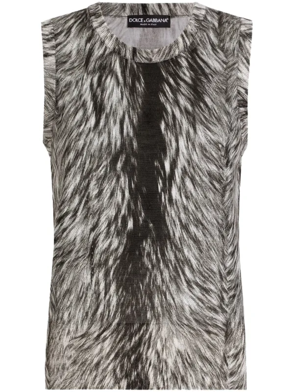 Dolce Gabbana fur-print Tank Top Grey FARFETCH PH