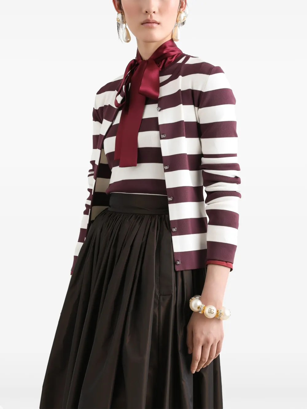 DOLCE & GABBANA STRIPED CARDIGAN