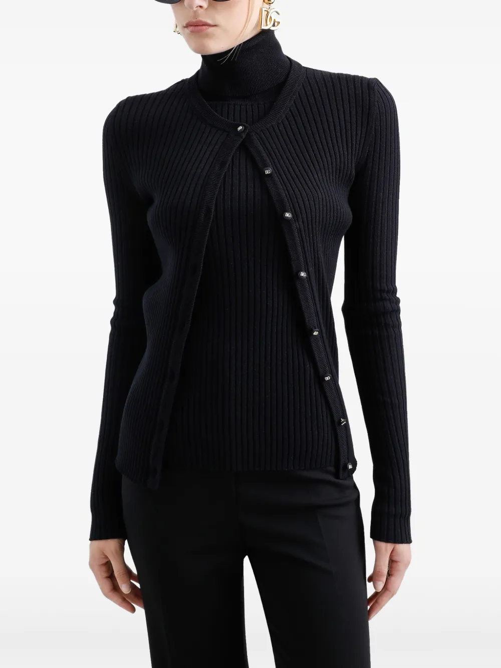 Dolce & Gabbana Ribgebreid vest Zwart