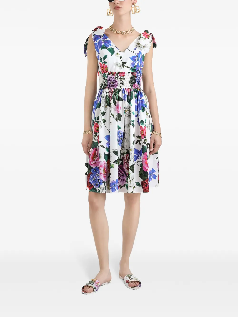 Dolce & Gabbana Mini-jurk met bloemenprint - Wit