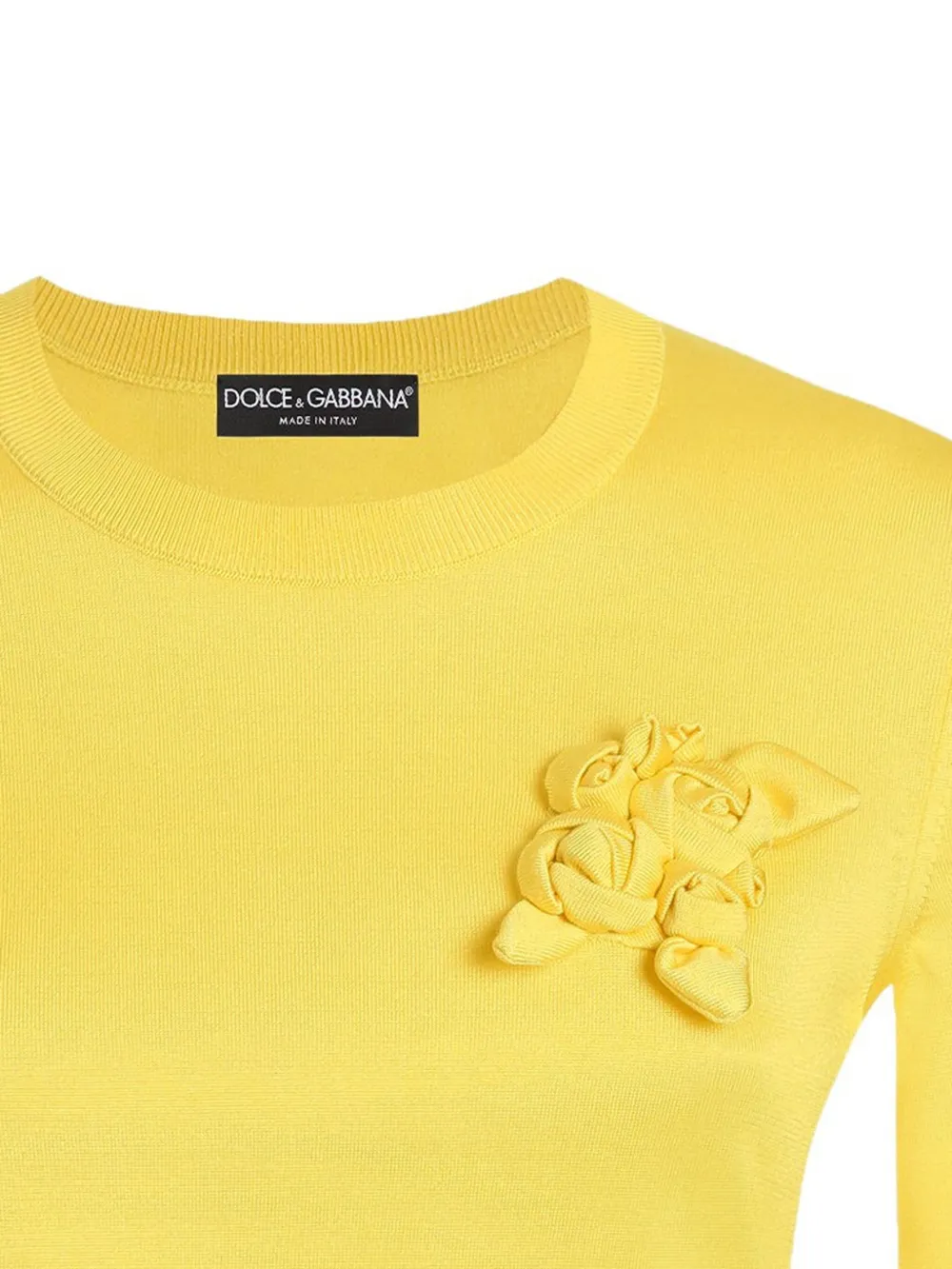 Dolce & Gabbana T-shirt met bloemenapplicatie - Geel