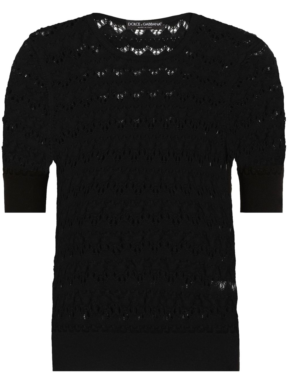 crochet-knit T-shirt