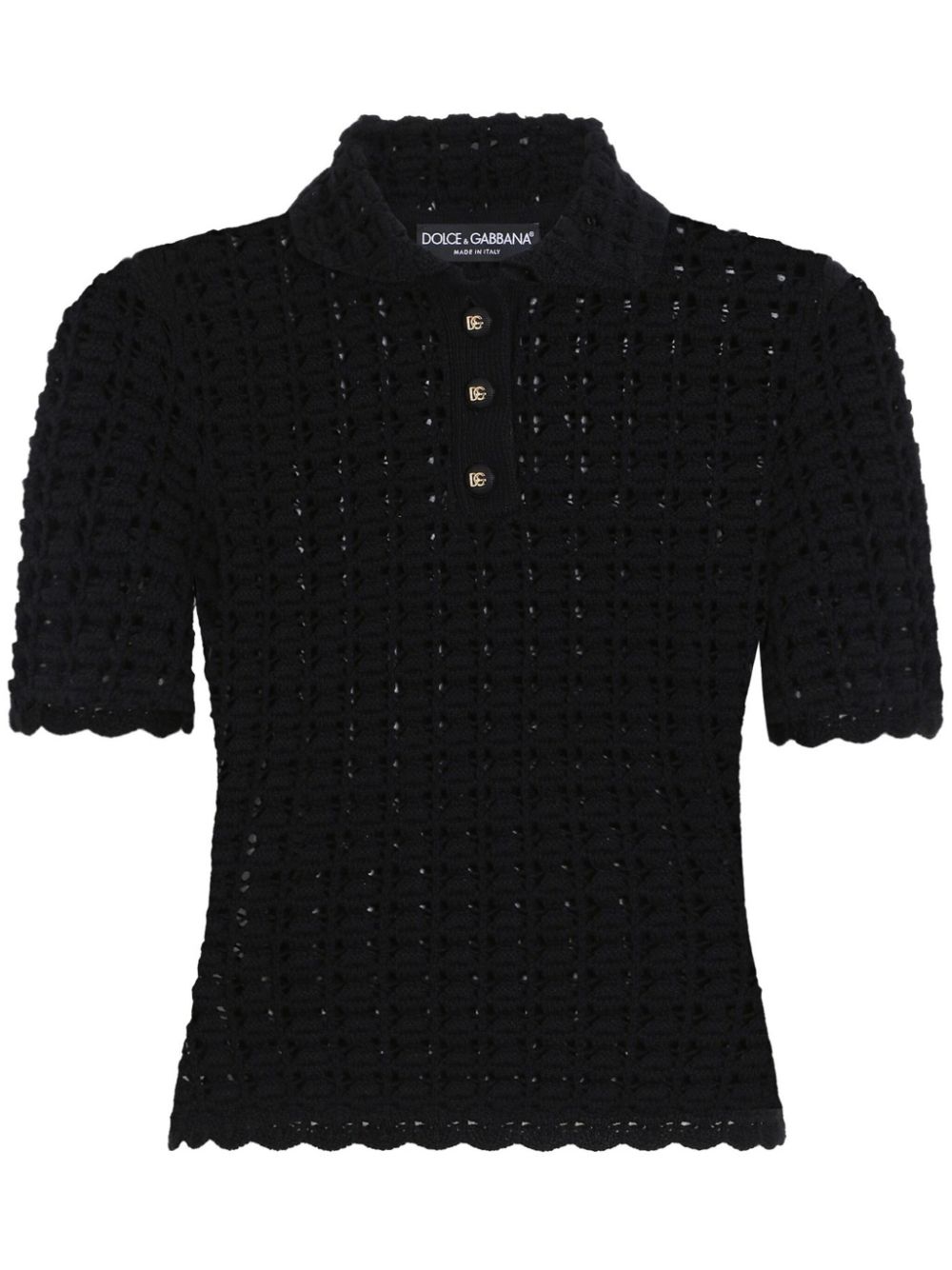 open-knit polo shirt