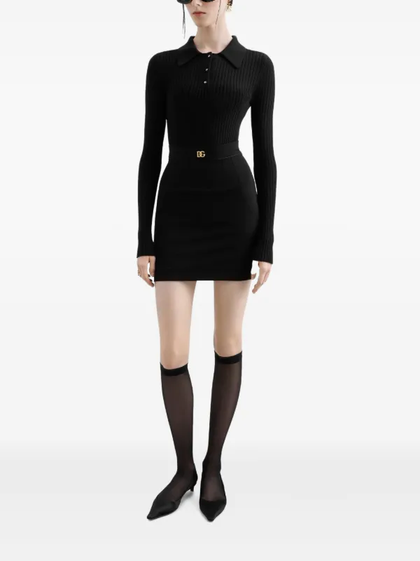 Dolce & Gabbana DNA リブニット ポロシャツ | ブラック | FARFETCH JP