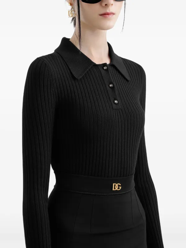 Dolce & Gabbana DNA リブニット ポロシャツ | ブラック | FARFETCH JP