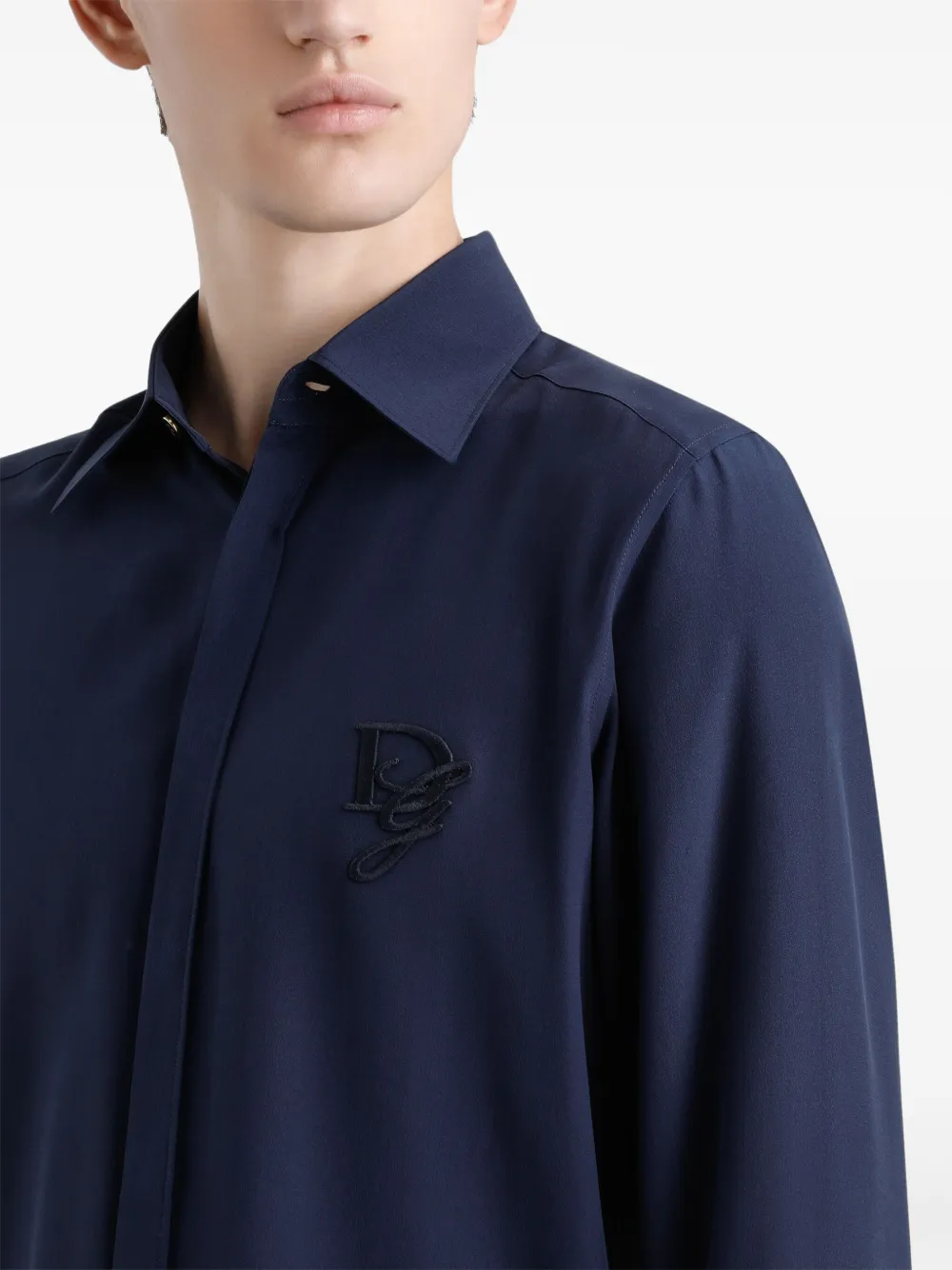 Dolce & Gabbana Blouse met geborduurd logo Blauw