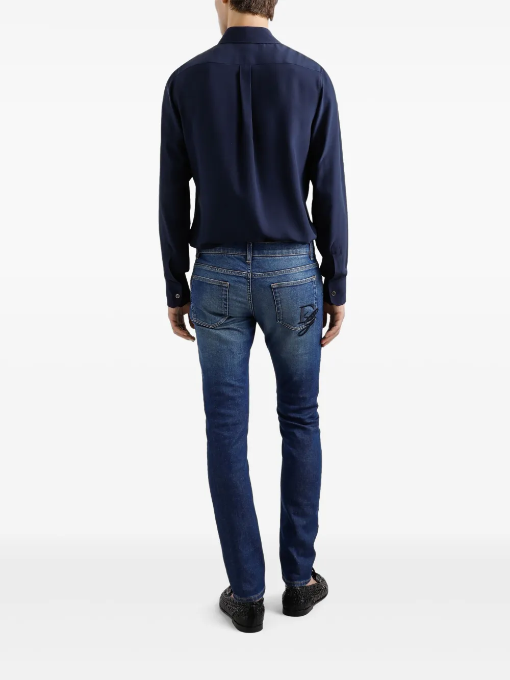 Dolce & Gabbana Blouse met geborduurd logo Blauw