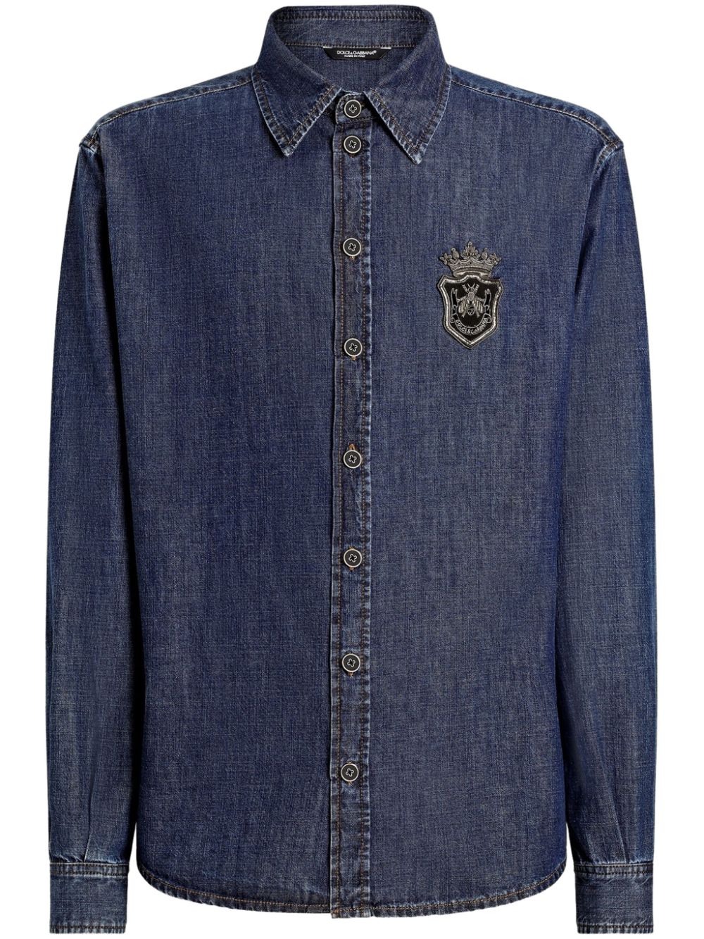 logo-patch denim shirt