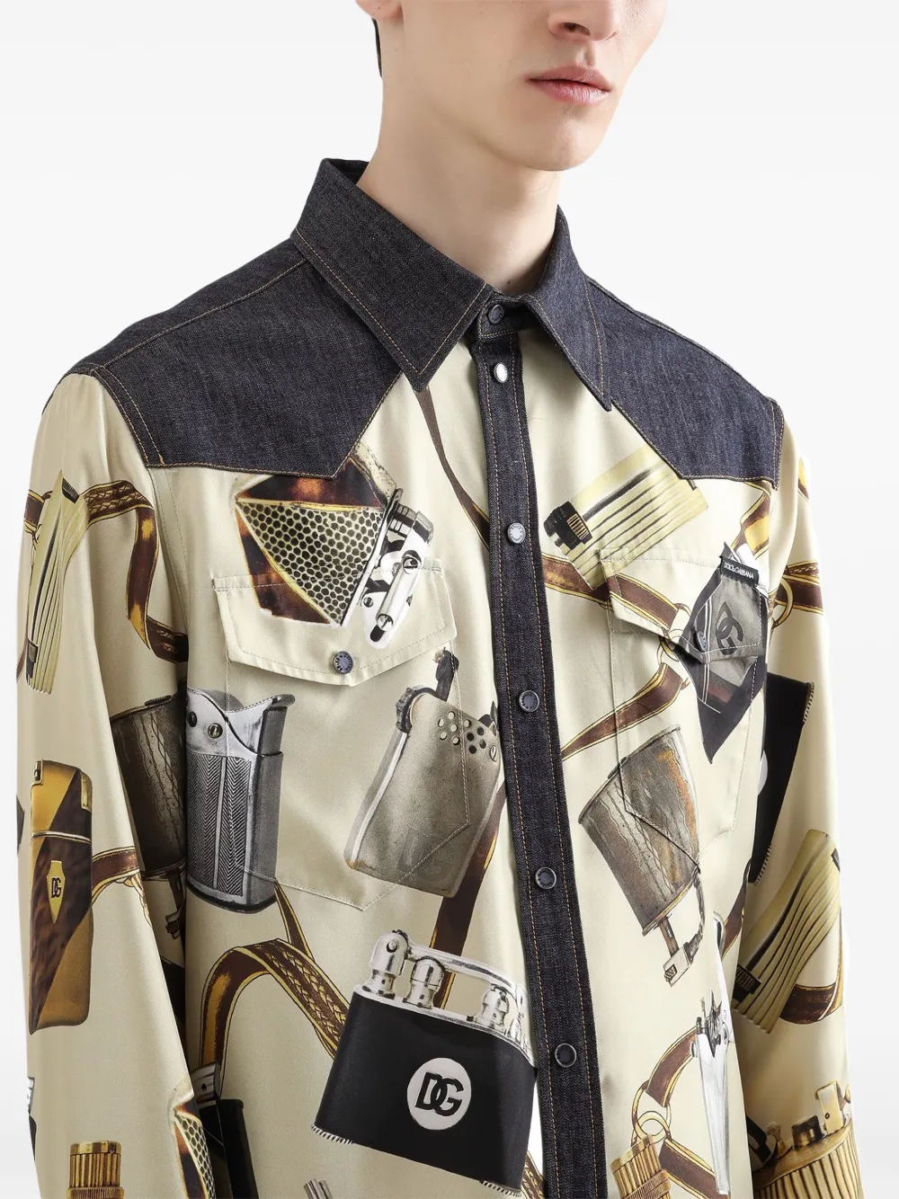Dolce & Gabbana Overhemd met grafische print Beige
