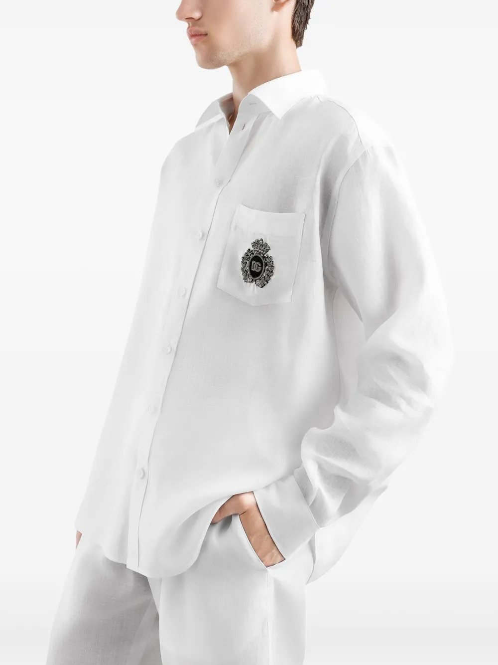 Dolce & Gabbana Overhemd met geborduurd logo Wit
