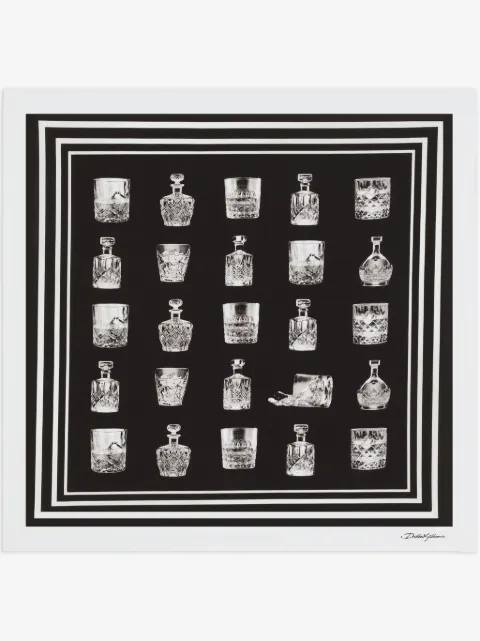 Dolce & Gabbana silk twill scarf with liquor print