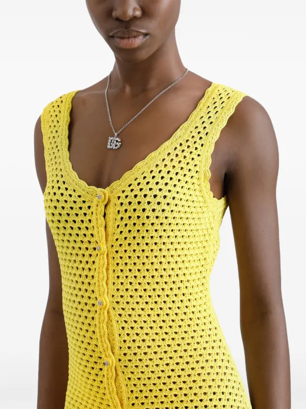 Dolce & Gabbana crochet-knit Midi Dress | Yellow | FARFETCH