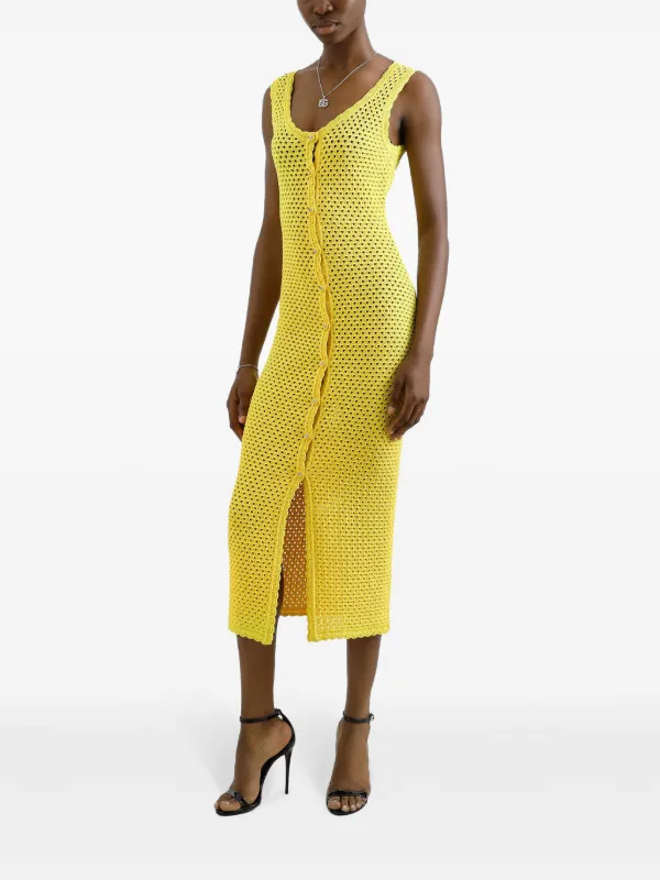 Dolce & Gabbana Long Crochet Dress - Woman Dresses Yellow 46 Dolce & Gabbana Long Crochet Dress - Woman Dresses Yellow 46