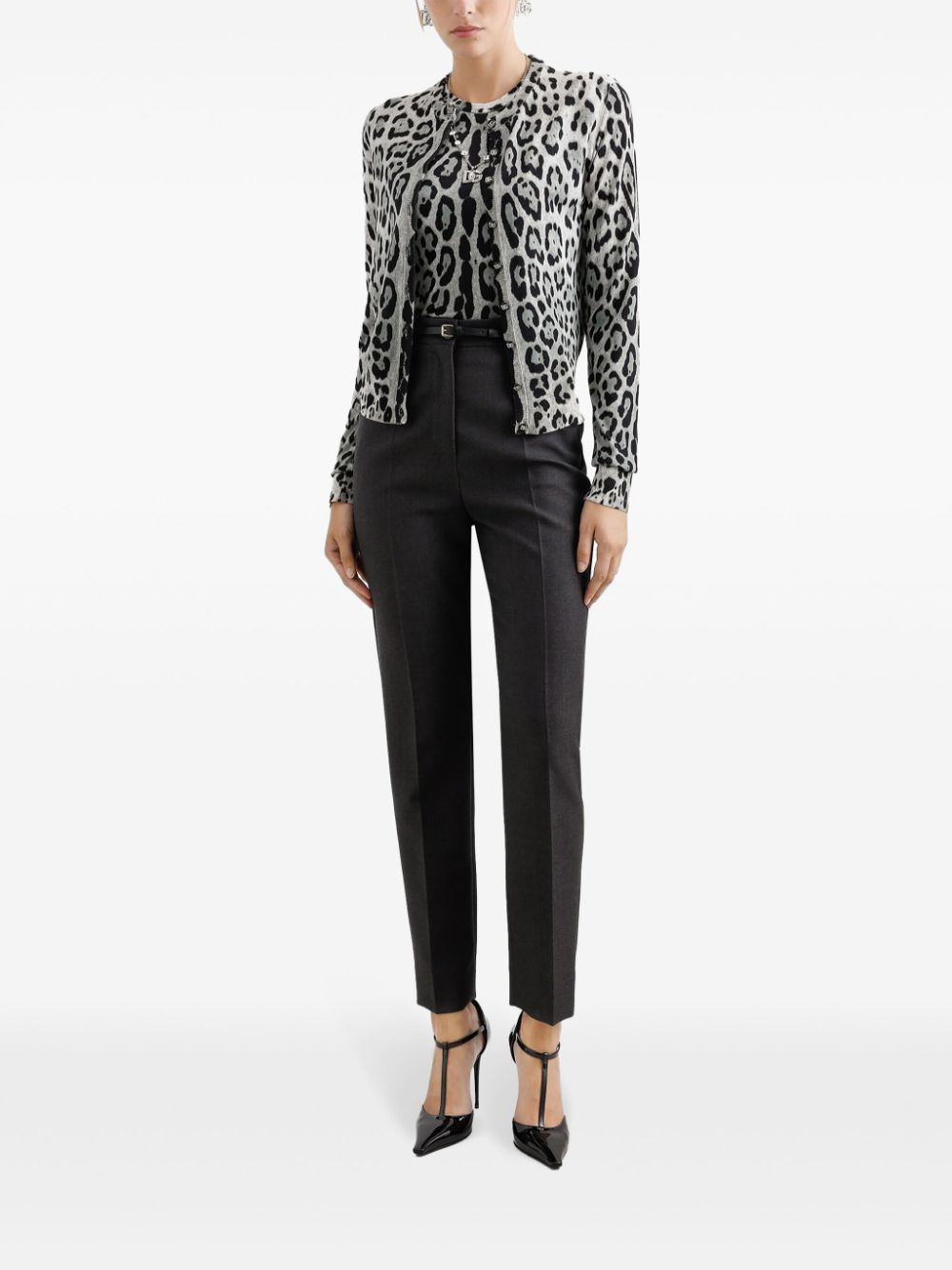 Dolce & Gabbana leopard print cardigan - Zwart