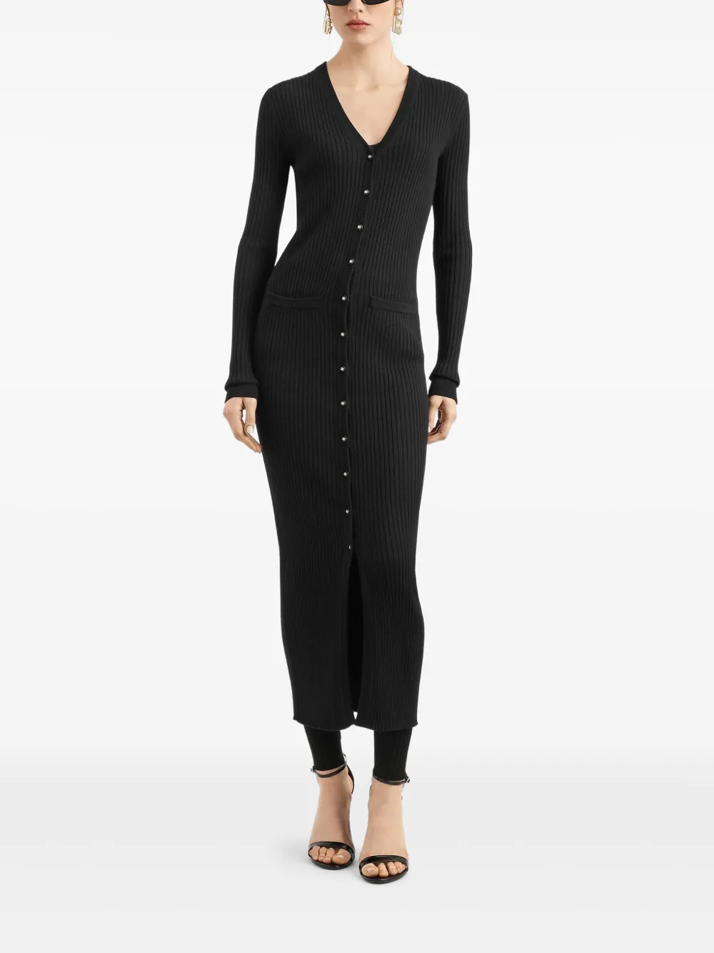 Dolce & Gabbana Geribbelde wollen jurk Zwart