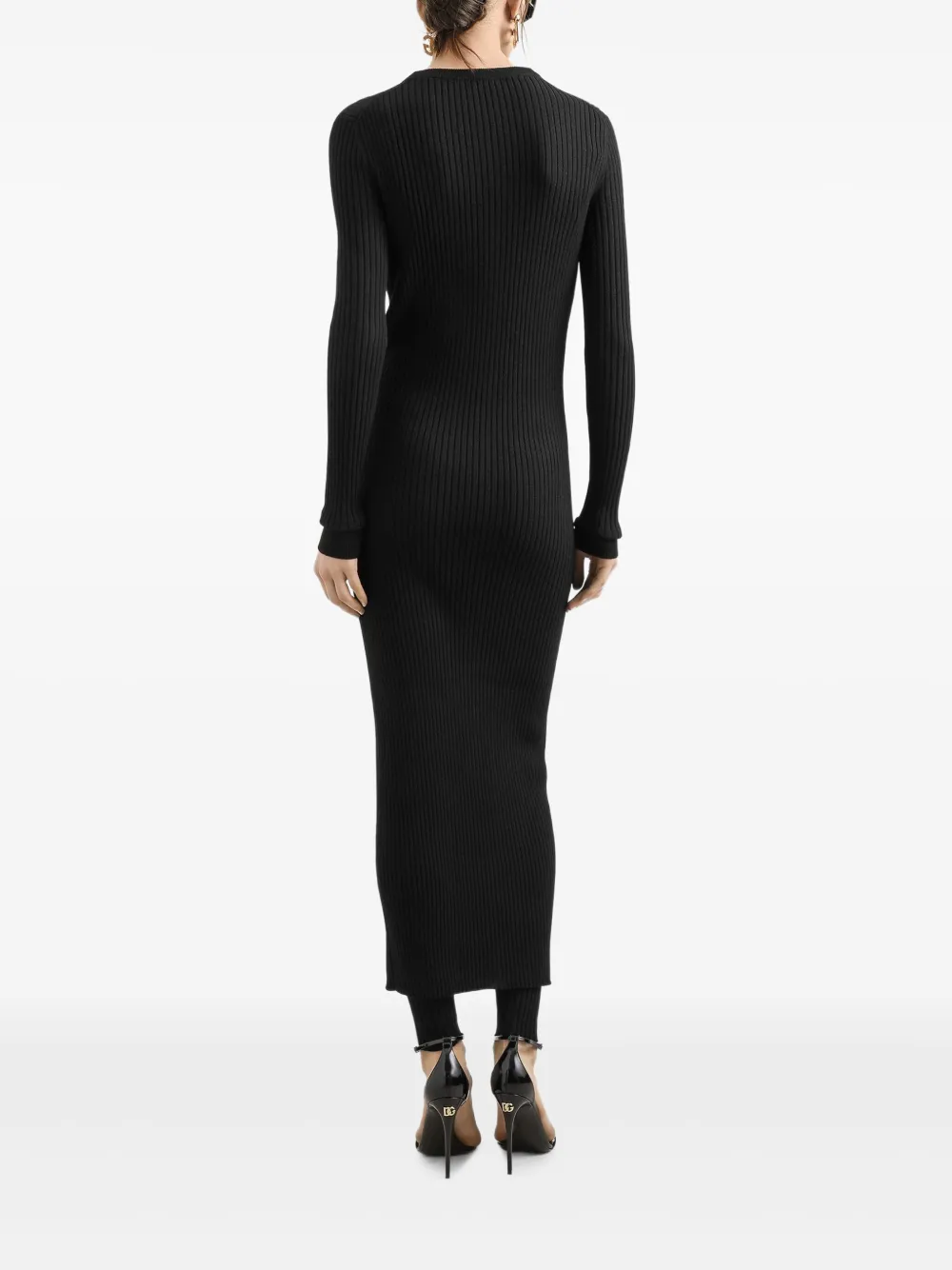 Dolce & Gabbana Geribbelde wollen jurk Zwart