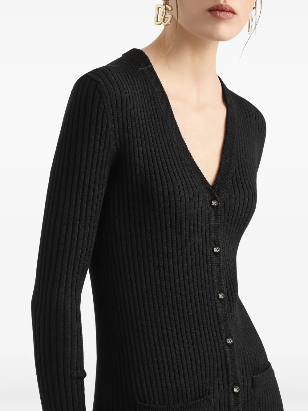 Dolce & Gabbana Geribbelde wollen jurk Zwart