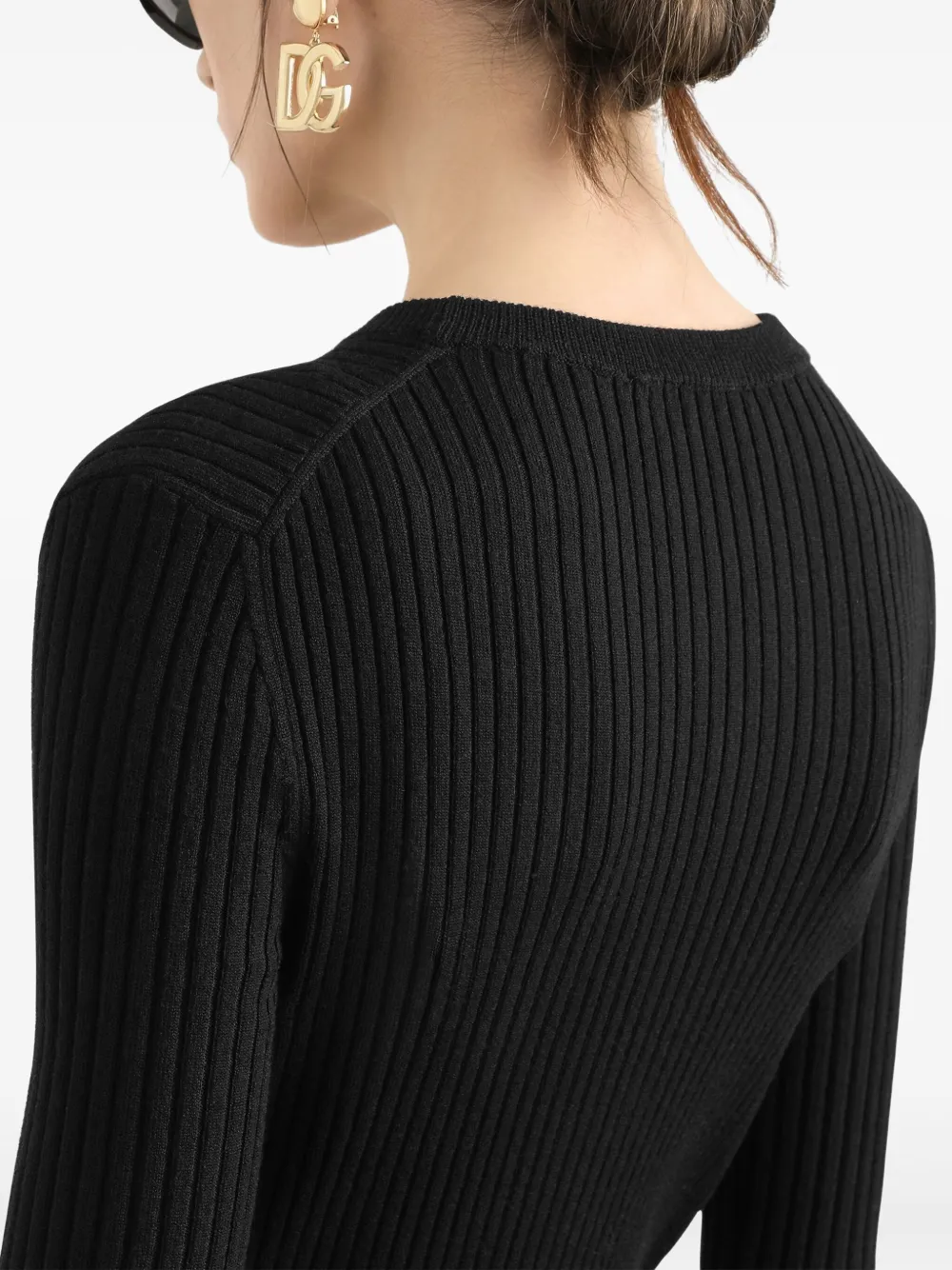 Dolce & Gabbana Geribbelde wollen jurk Zwart