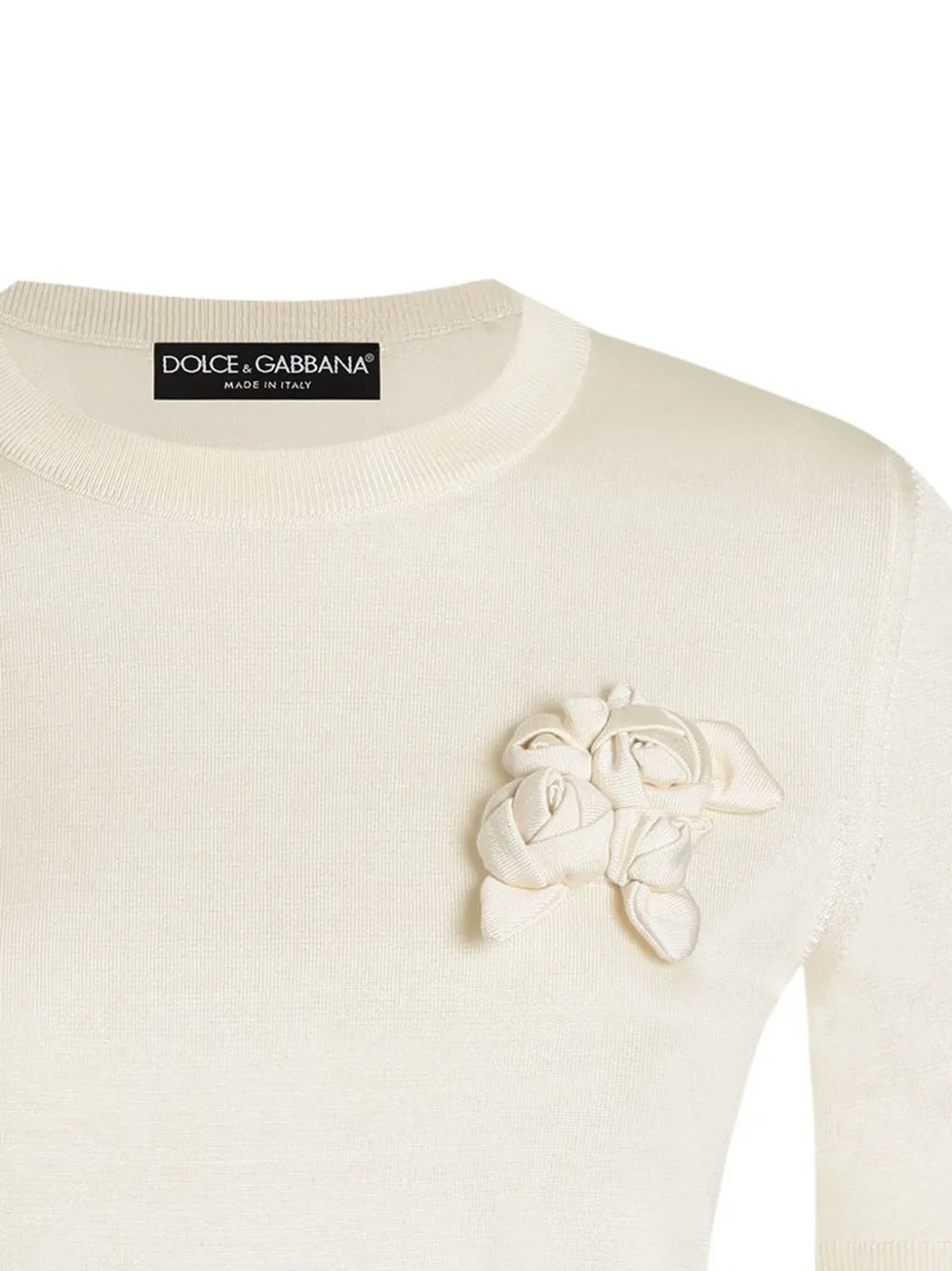 Dolce & Gabbana T-shirt met bloemenapplicatie - Beige