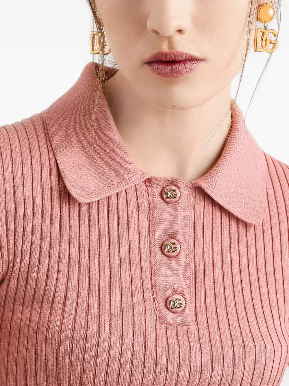 Dolce & Gabbana DNA geribbelde polotop Roze