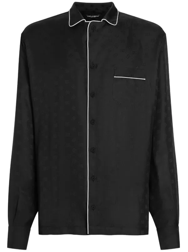 Dolce Gabbana Camisa Con Logo DG En Jacquard Negro FARFETCH PE