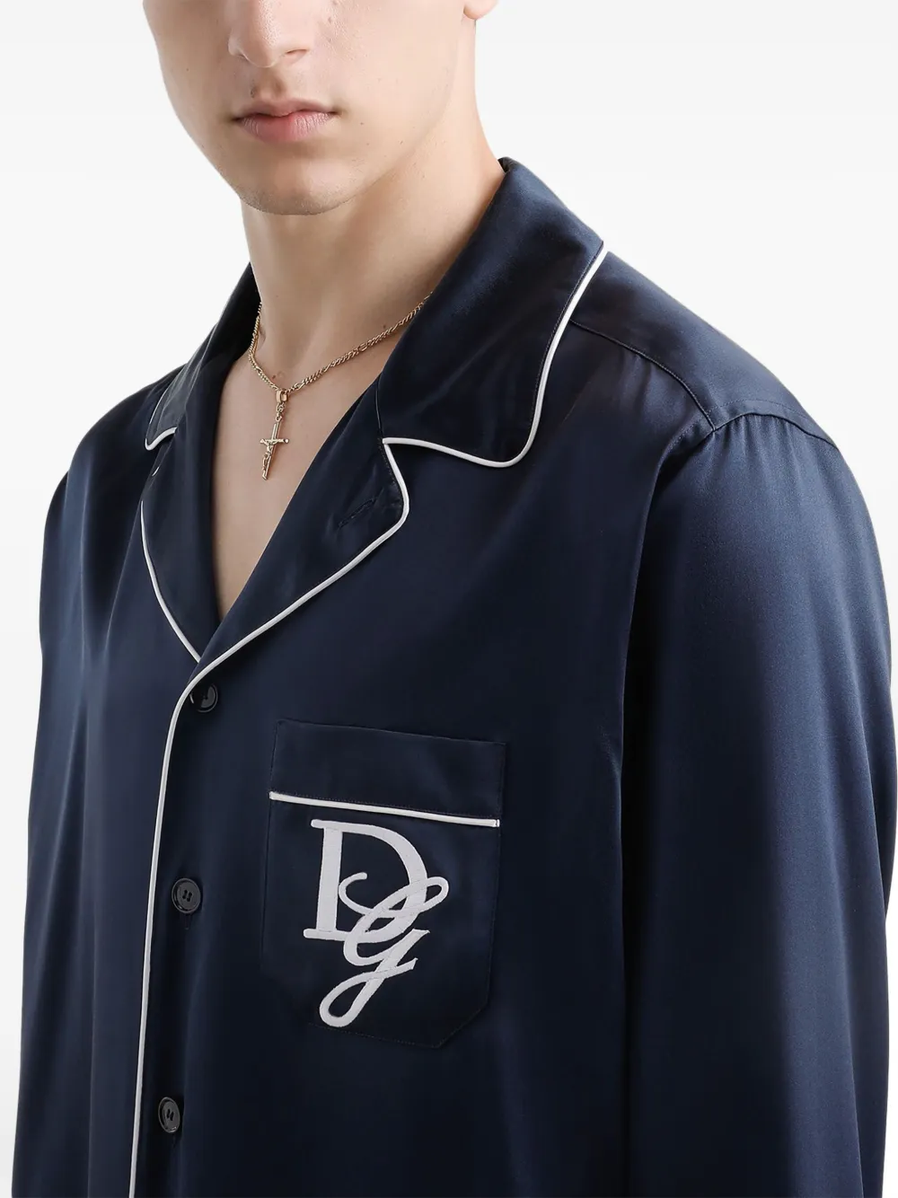 Dolce & Gabbana Overhemd met geborduurd logo Blauw