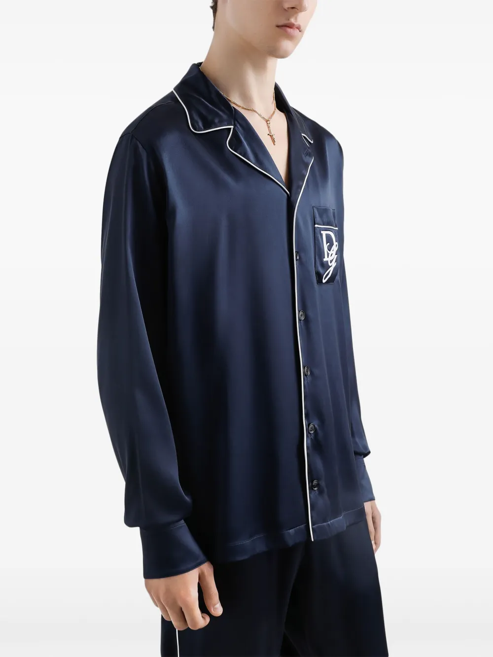 Dolce & Gabbana Overhemd met geborduurd logo Blauw