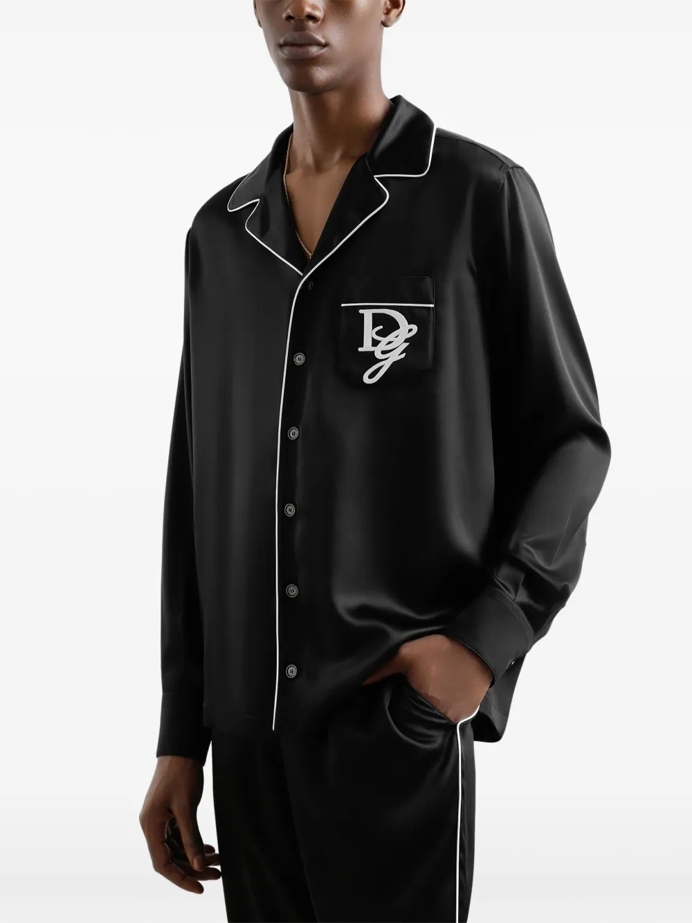 Dolce & Gabbana Overhemd met geborduurd logo Zwart